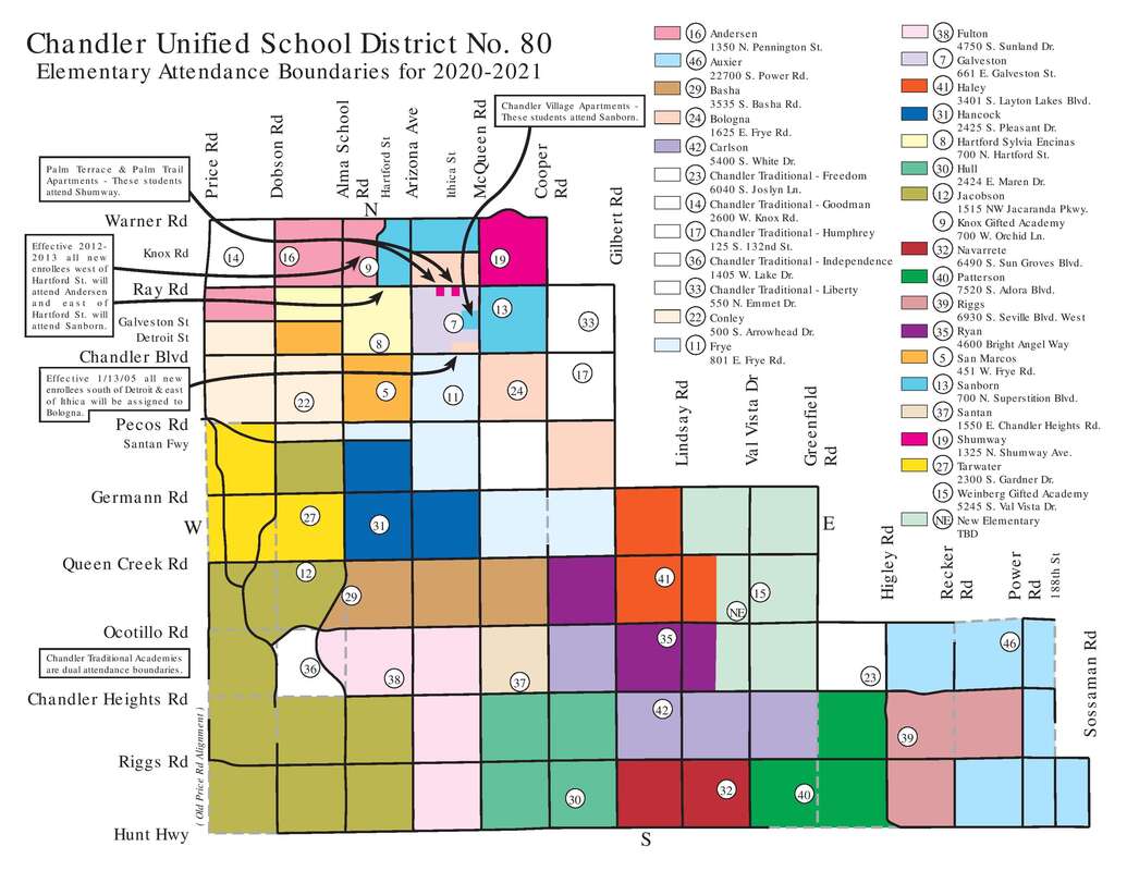 chandler school district elementary school boundary map