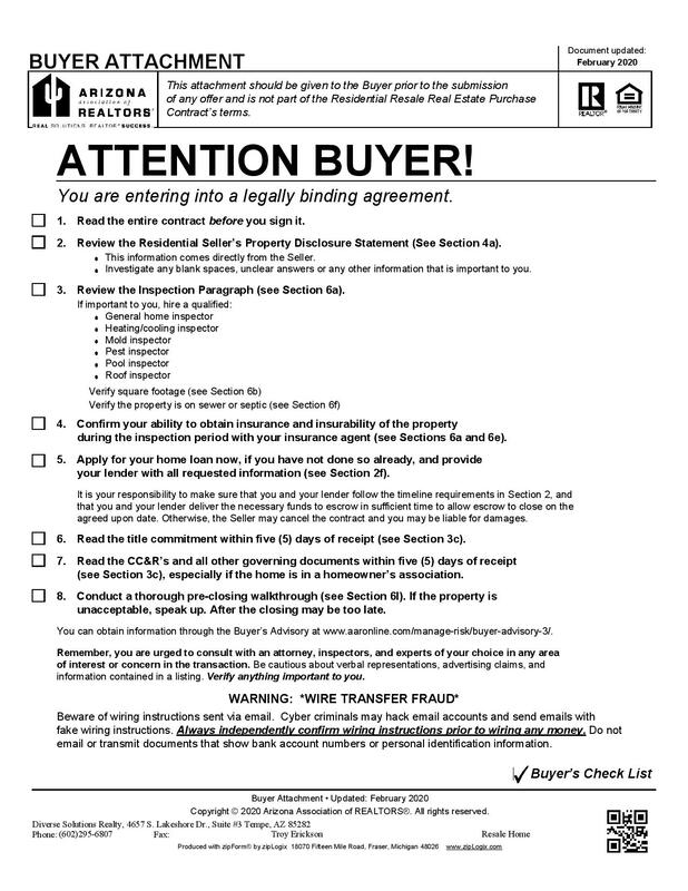 Arizona Residential Purchase Contract